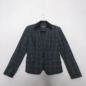 Talbots Blazer 2 Blackwatch Plaid Wool Blend Velvet Collar Timeless Old Money
